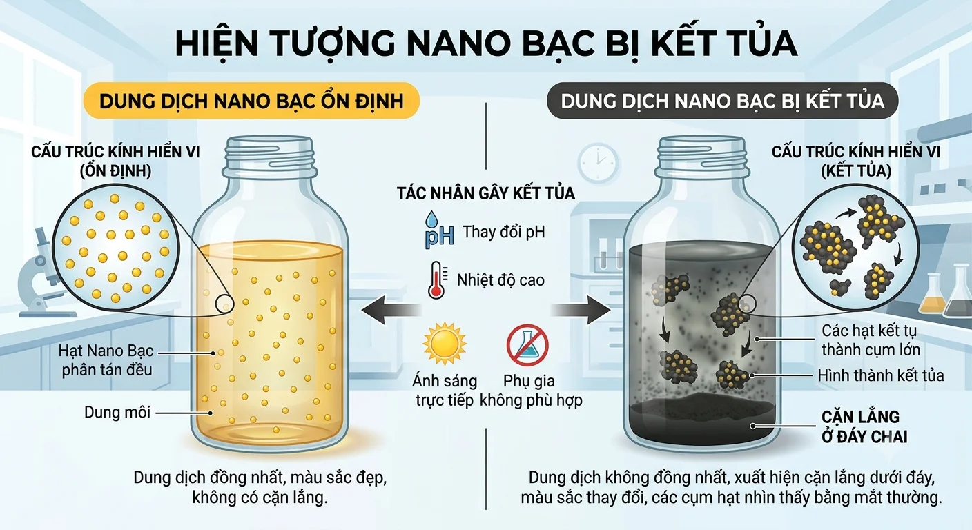 nano bạc bị kết tủa